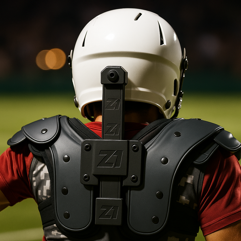Athlete smiling with z7 Neck Brackets