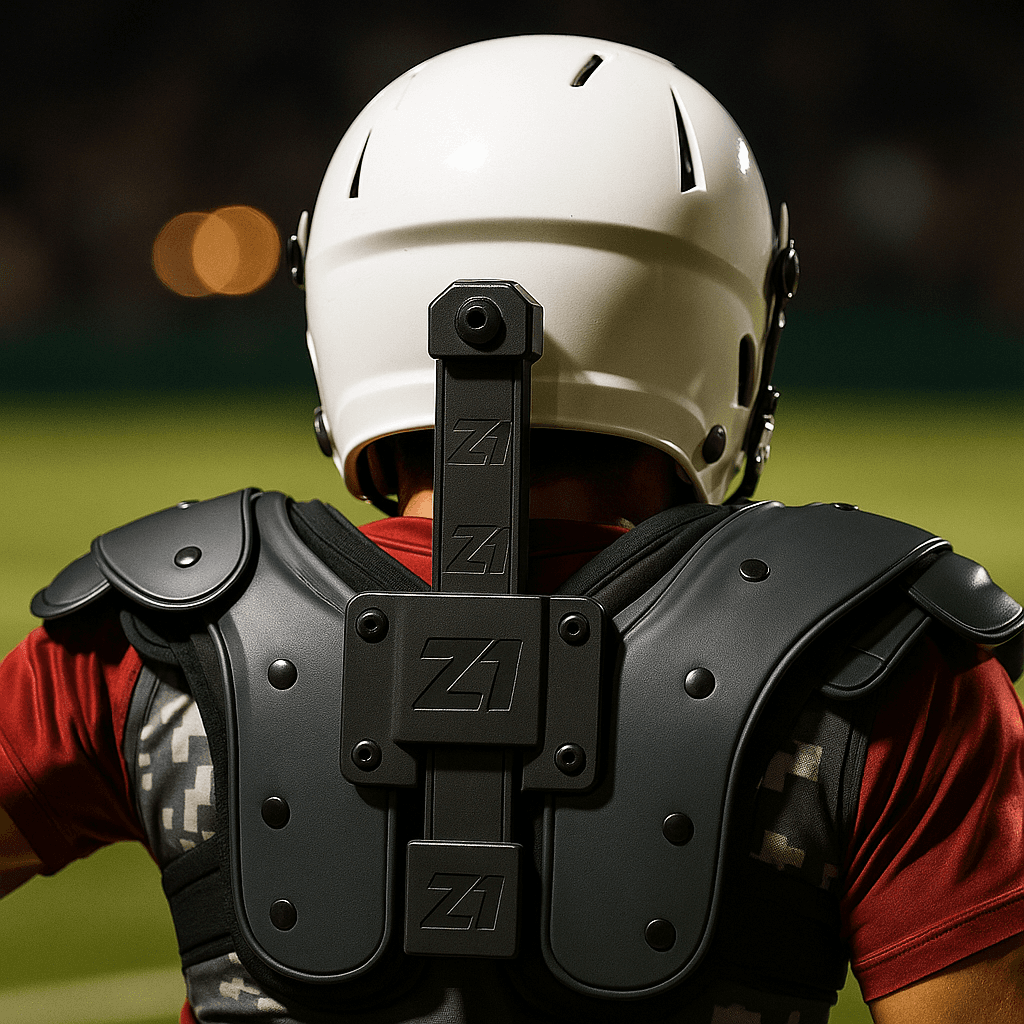 Athlete smiling with z7 Neck Brackets